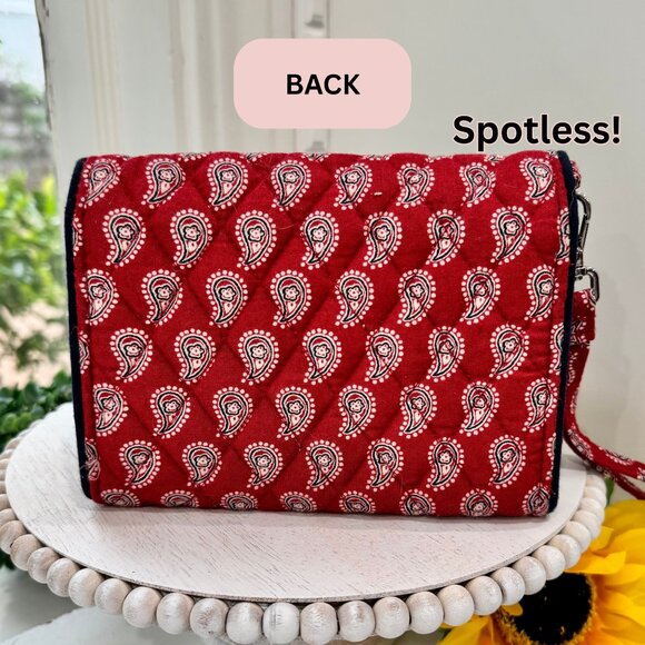 Vera Bradley Red Navy Bandana Paisley Turnlock Wallet Wristlet - Picture 3 of 6